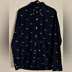 Bonobos Men's Dark Blue Shirt with Subtle Pattern